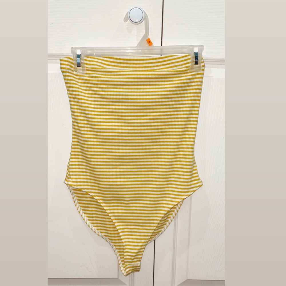 yellow & white stripped bodysuit